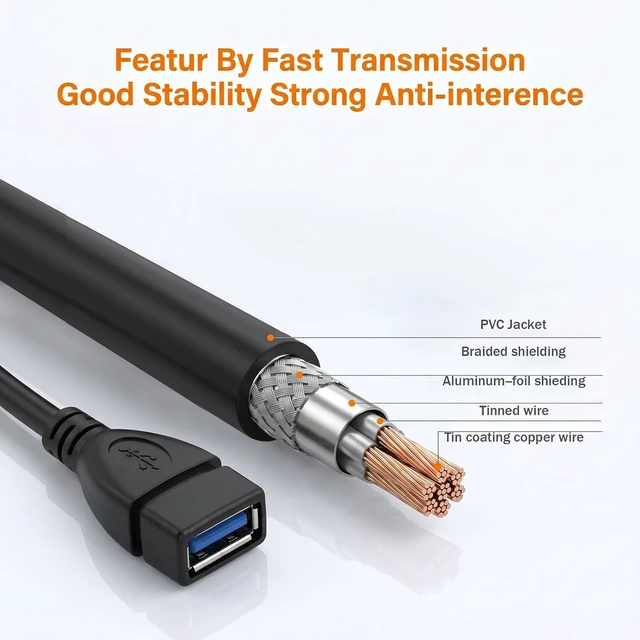 Alt view image 3 of 7 - 2 Pack USB Right Angle Adapter USB 3.0 Extension Cable Short