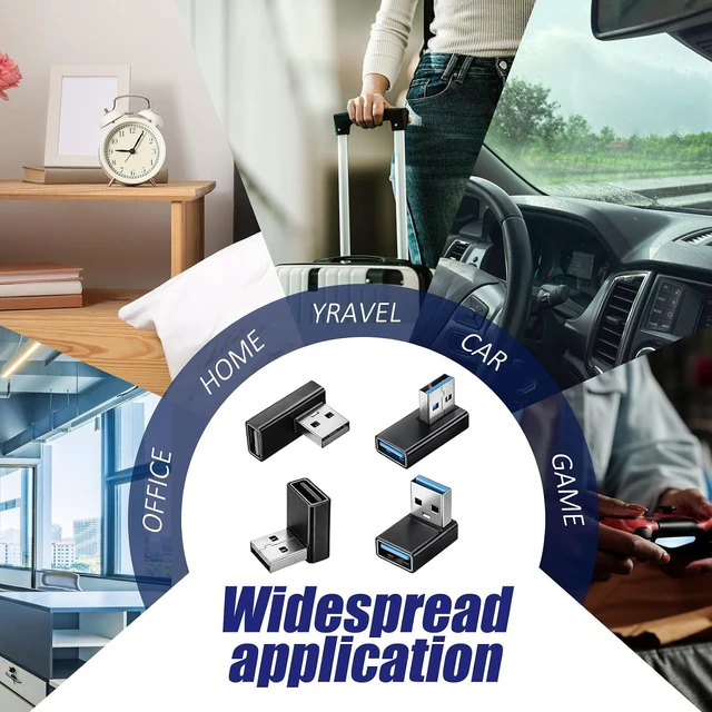 Alt view image 7 of 7 - USB 3.0 Adapter 90 Degree Low Profile 4 PCS Left Right Vertical up and Down Angle Coupler Connector USB-A Male to Female Adapter Extender Converters Compatible Laptops Chargers USB-A Devices