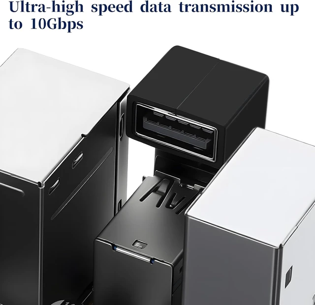 Alt view image 5 of 7 - 6 Pack USB Adapter Left and Right Angle 180 Degree/90 Degree Vertical Up