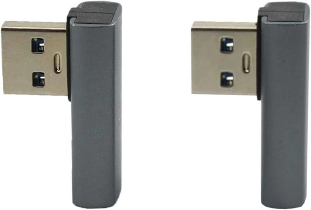 Main image of 90 Degree USB 3.1 Adapter Left and Right Corner USB A Male/Female Converter Extender Compatible with laptops PCs USB A Chargers Power Banks etc. (2-Pack)