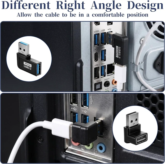 Alt view image 7 of 7 - 6 Pack USB Adapter Left and Right Angle 180 Degree/90 Degree Vertical Up