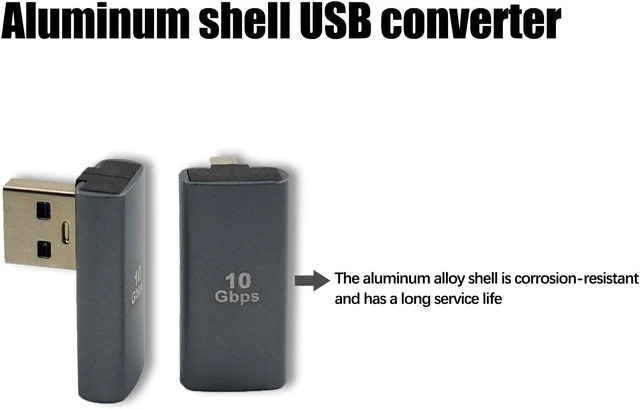 Alt view image 3 of 5 - 90 Degree USB 3.1 Adapter Left and Right Corner USB A Male/Female Converter Extender Compatible with laptops PCs USB A Chargers Power Banks etc. (2-Pack)