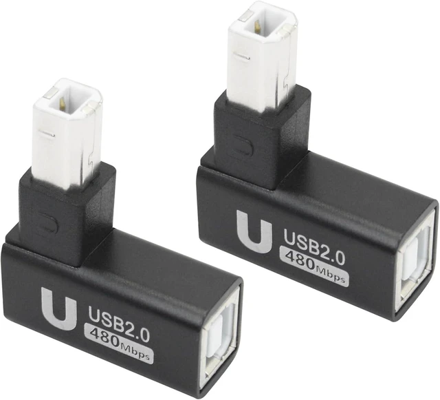 Main image of 90 Degree USB B 2.0 Printer Adapter USB Printer Expansion Connector Plug