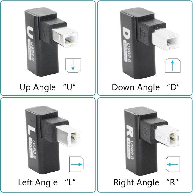 Alt view image 4 of 7 - 90 Degree USB B 2.0 Printer Adapter USB Printer Expansion Connector Plug