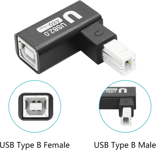 Alt view image 2 of 7 - 90 Degree USB B 2.0 Printer Adapter USB Printer Expansion Connector Plug
