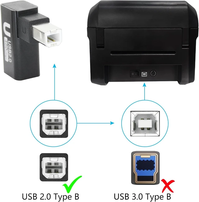Alt view image 5 of 7 - 90 Degree USB B 2.0 Printer Adapter USB Printer Expansion Connector Plug