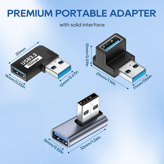 Alt view image 5 of 7 - 6PCS 90 Degree USB 3.2 Adapter USB 90 Degree Adapter USB Angle Adapter