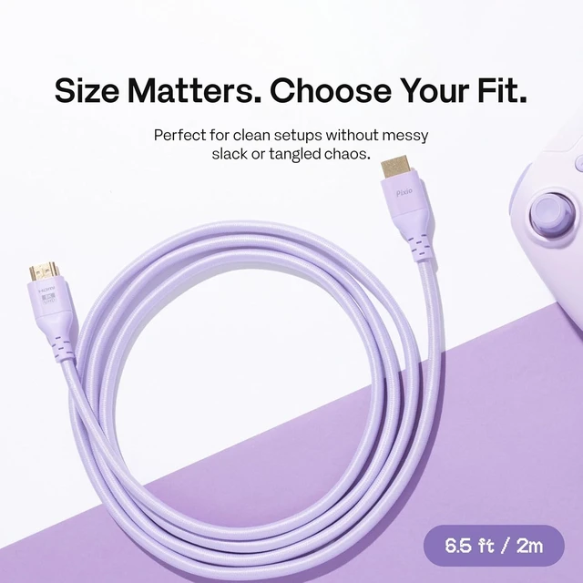 Alt view image 6 of 7 - Purple 8K HDMI 2.1 Cable HDMI-to-HDMI Certified Ultra High Speed 6FT 8K 60Hz 4K 120Hz Nylon Braided Gold Plated Connector Anti-Breakage HDR10+ dtsx eARC HDCP Dolby Compatible