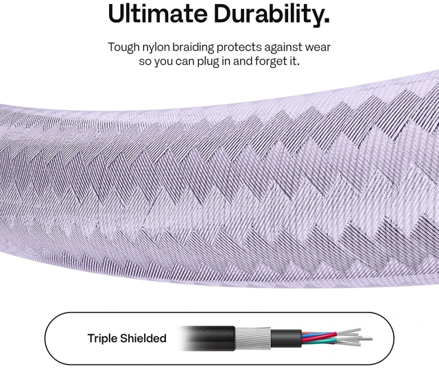 Alt view image 7 of 7 - Purple 8K HDMI 2.1 Cable HDMI-to-HDMI Certified Ultra High Speed 6FT 8K 60Hz 4K 120Hz Nylon Braided Gold Plated Connector Anti-Breakage HDR10+ dtsx eARC HDCP Dolby Compatible