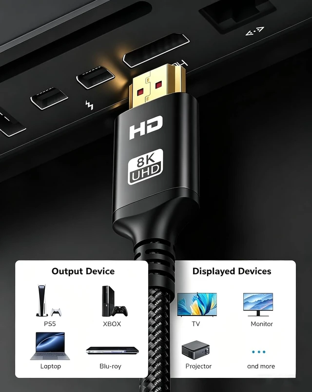 Alt view image 6 of 7 - 10K 8K 4K HDMI Cable 5FT 3Pack HDMI 2.1 Cable