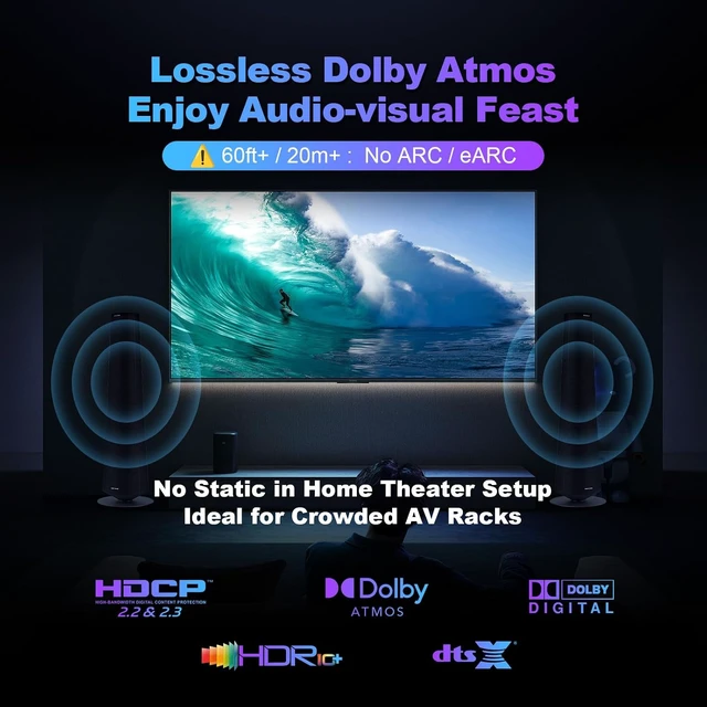 Alt view image 7 of 7 - 8K Fiber Optic HDMI Cable 100ft 48Gbps Long HDMI 2.1 Cable 8K@60Hz/4K@120Hz Ultra HD HDR Directional (Source to Display) for 4 3//TV/Monitor/Laptop/Projector/Blu-ray