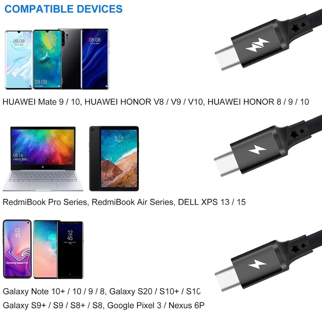 Alt view image 4 of 7 - 3 Pack 3-in-1 Retractable USB C Splitter Cableand Data Transfer Fast Charging QC3.0 Multiple Cord with Type C Port Adapter for iPhone 17/16/15 Series iPad Android and Tablets Smartphones (black)