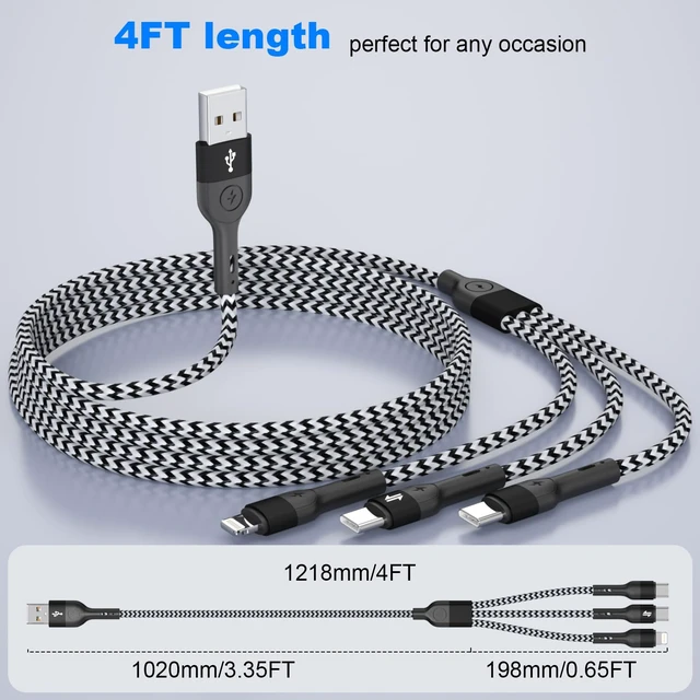 Alt view image 4 of 7 - Multi Charging Cable 3 in 1 Charging Cable for iPhone 17/18Pro