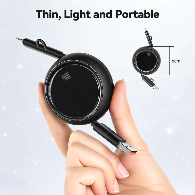 Alt view image 5 of 7 - 2 Pack Retractable Multi Fast Charging Cable 100W 4 in 1 USB-C to USB-C Cord Adjustable Lengths Multiple Charger Cables Compatible with iPhone 17/16/15/14 Pro Max iPad S25 Tablets