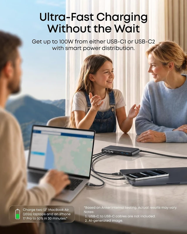 Alt view image 3 of 6 - Travel Charging Station 150W Slim USB C Charger 4 USB C 2 USB A
