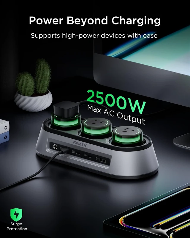 Alt view image 4 of 7 - 150W GaN Desktop Charging Station 7-in-1 Desktop Charger RGB
