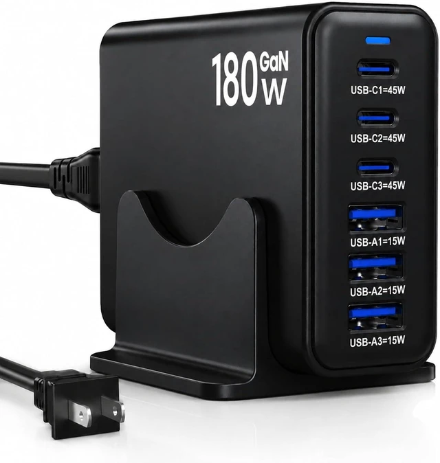Main image of 180W GaN USB C Charging Station 6 Port Desktop Charger