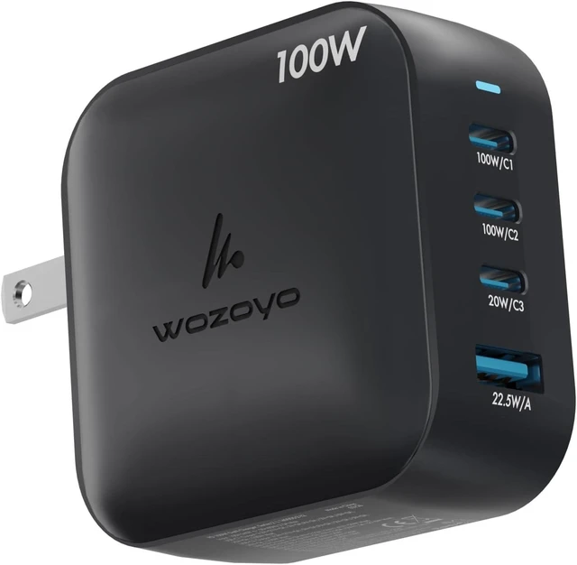 Main image of 100W GaN Charger 3XType-C & USB-A Superfast 2.0 Charging Compatible for iPhone 17/16/16 Pro Max/15 Series/iPad Pro Smartphones Tablets and More PD/PPS/QC 3.0 Compact Foldable Plug