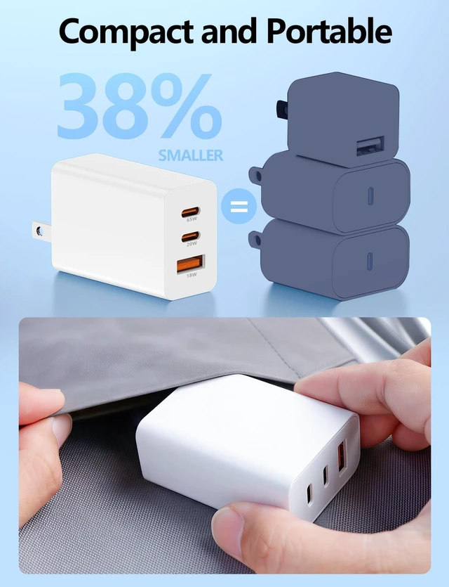 Alt view image 6 of 7 - 85W USB C Charger for iPhone 18 17 16 Pro Max 3-Port PD 3.0 GaN