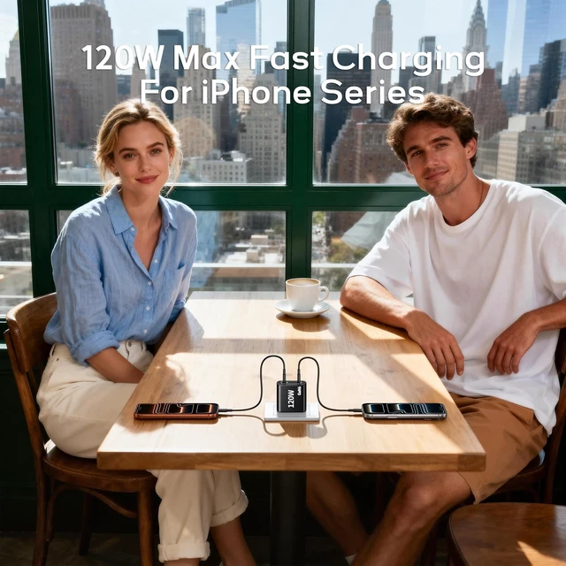 Alt view image 3 of 7 - 120W Fast Charger USB C - 2 Pack 65W PD Dual Port GaN Type C Charging Block