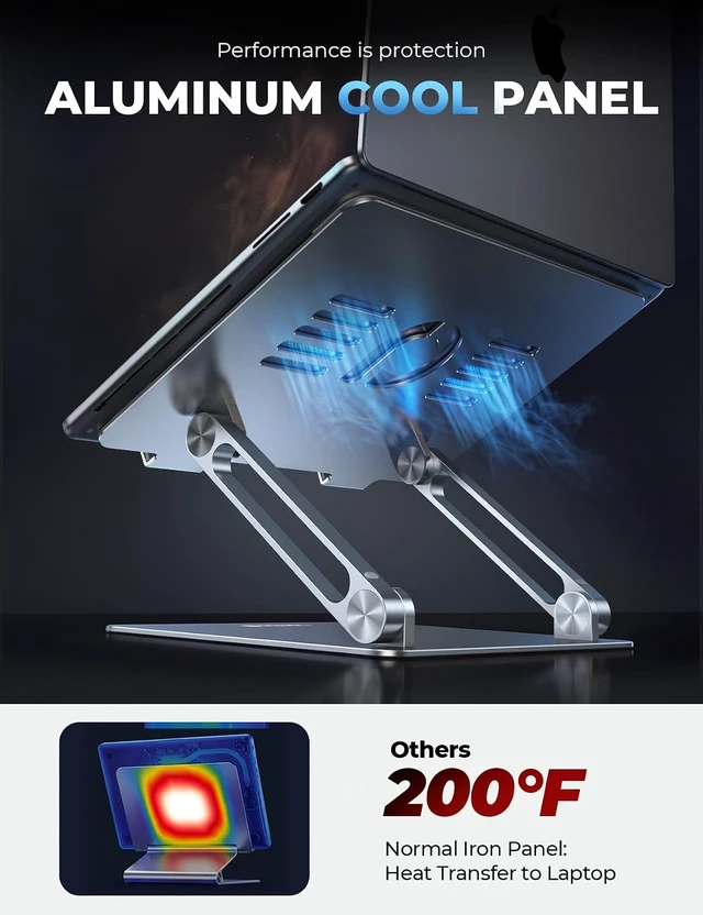 Alt view image 5 of 7 - Aluminum Laptop Stand for Desk for MacBook Air Pro Neo 10-17.3