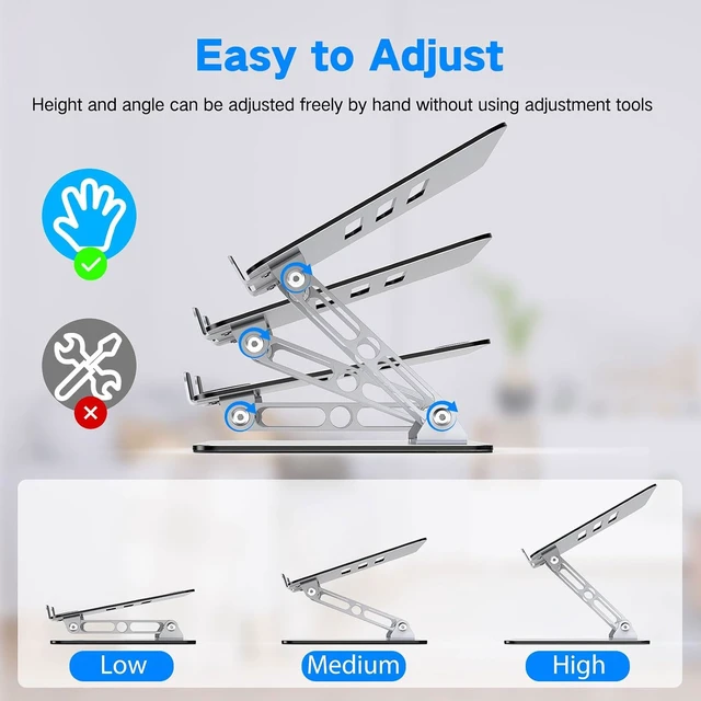 Alt view image 3 of 7 - Laptop Stand for Desk Adjustable Laptop Riser Holder