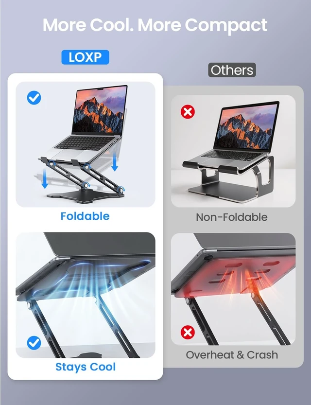 Alt view image 2 of 7 - Adjustable Laptop Stand for Desk Portable Airflow Laptop Riser Holder