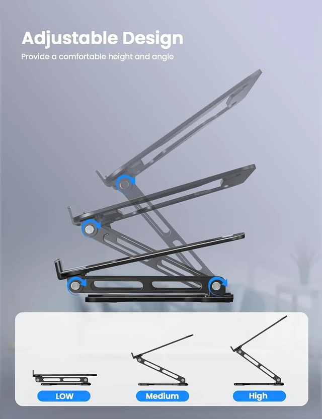 Alt view image 5 of 7 - Adjustable Laptop Stand for Desk Portable Airflow Laptop Riser Holder