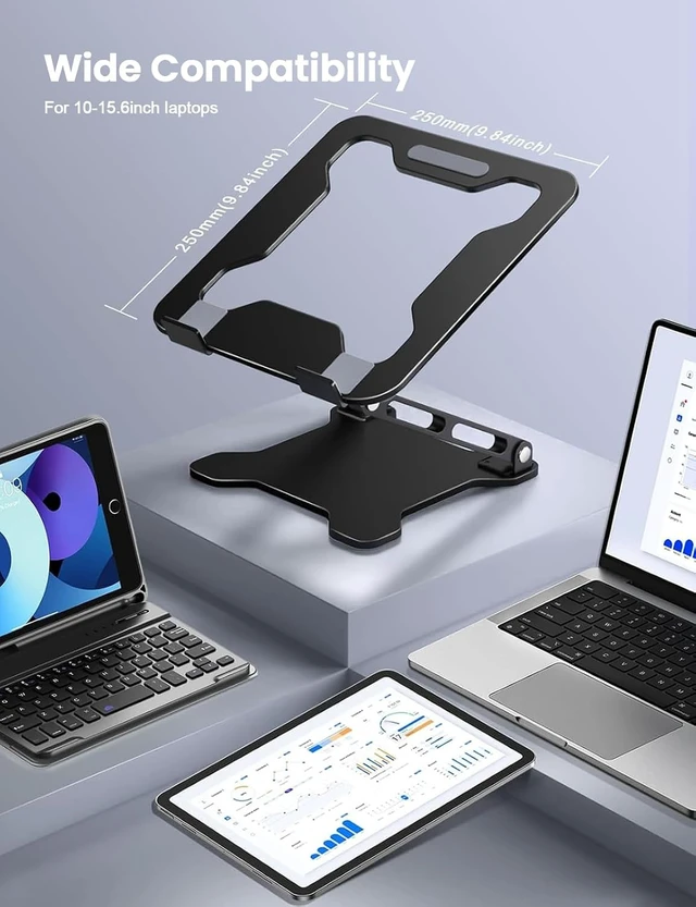 Alt view image 7 of 7 - Adjustable Laptop Stand for Desk Portable Airflow Laptop Riser Holder