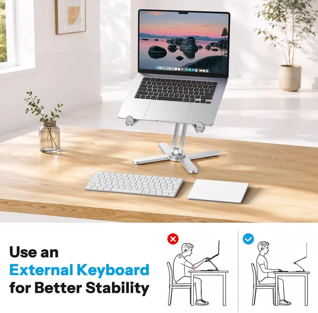 Alt view image 5 of 7 - LA10 360° Rotating Laptop Stand Riser Foldable for Desk Silver