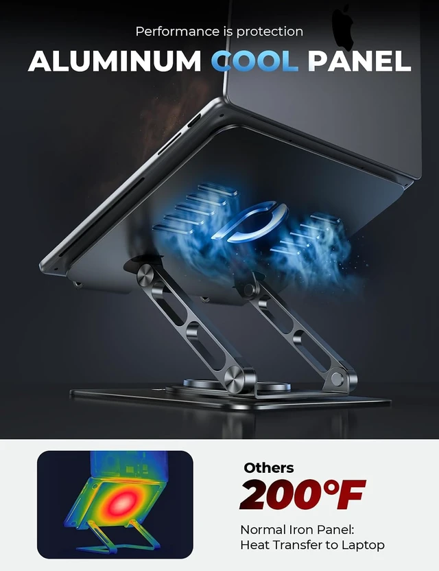 Alt view image 6 of 7 - Aluminum Laptop Stand for Desk for MacBook Neo Air Pro 10-17.3