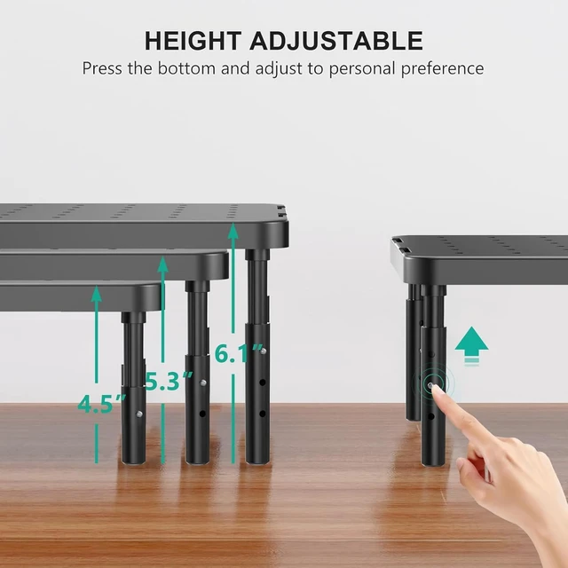 Alt view image 4 of 7 - Computer Monitor Stand for Desk Adjustable Laptop Riser up to 44 lbs