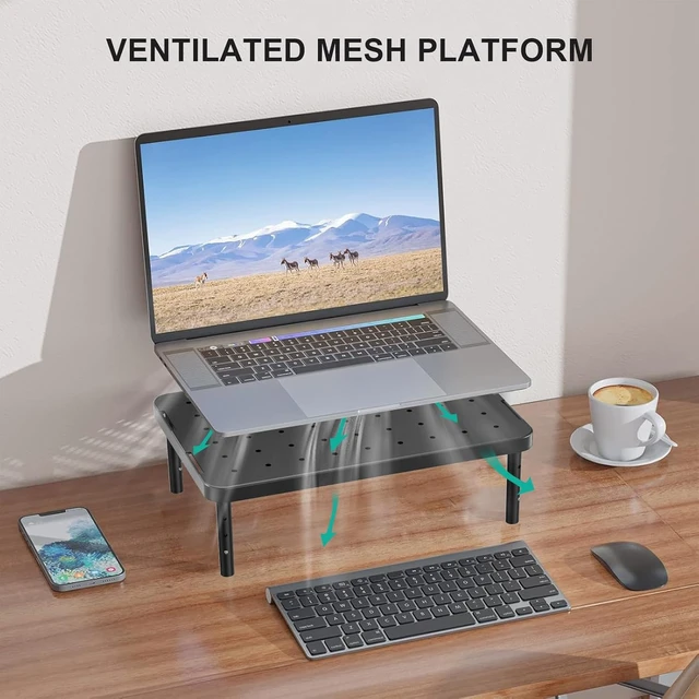 Alt view image 5 of 7 - Computer Monitor Stand for Desk Adjustable Laptop Riser up to 44 lbs