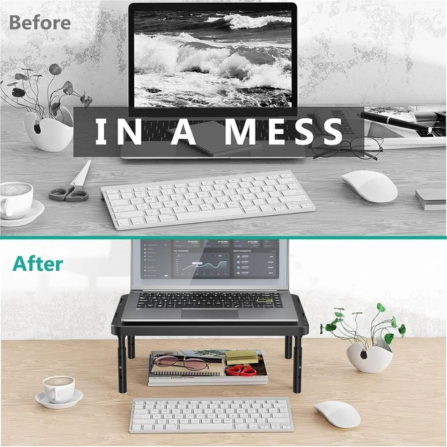 Alt view image 7 of 7 - Computer Monitor Stand for Desk Adjustable Laptop Riser up to 44 lbs