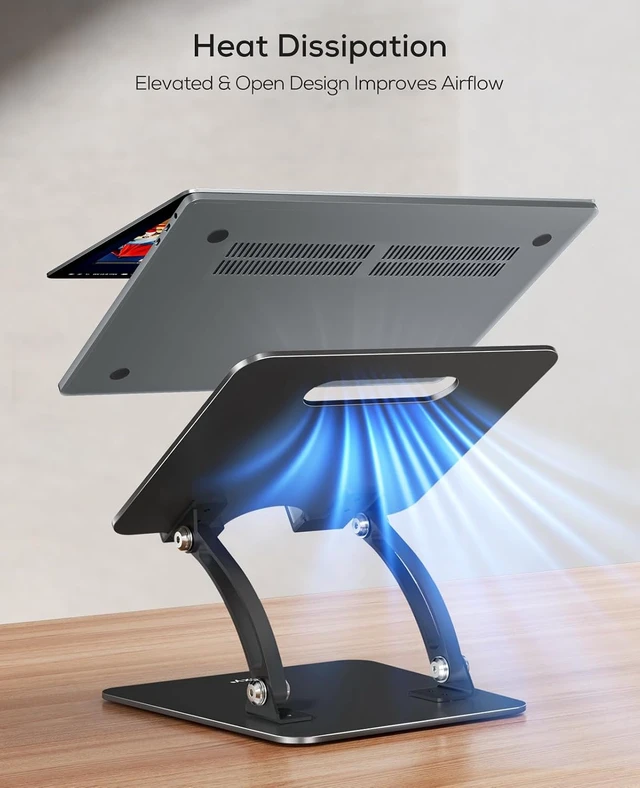 Alt view image 5 of 7 - Fully Adjustable Laptop Stand for Desk Dual Foldable Computer Riser