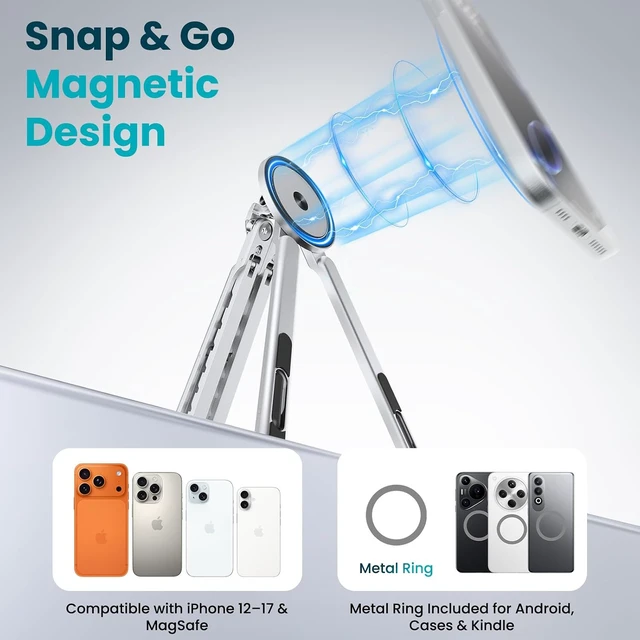 Alt view image 2 of 7 - 4-in-1 Aluminum Portable Laptop Stand Magnetic Phone Holder