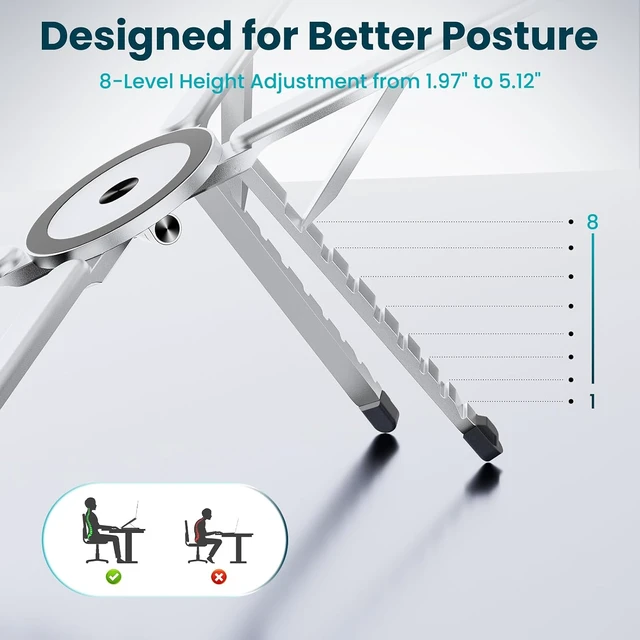 Alt view image 4 of 7 - 4-in-1 Aluminum Portable Laptop Stand Magnetic Phone Holder