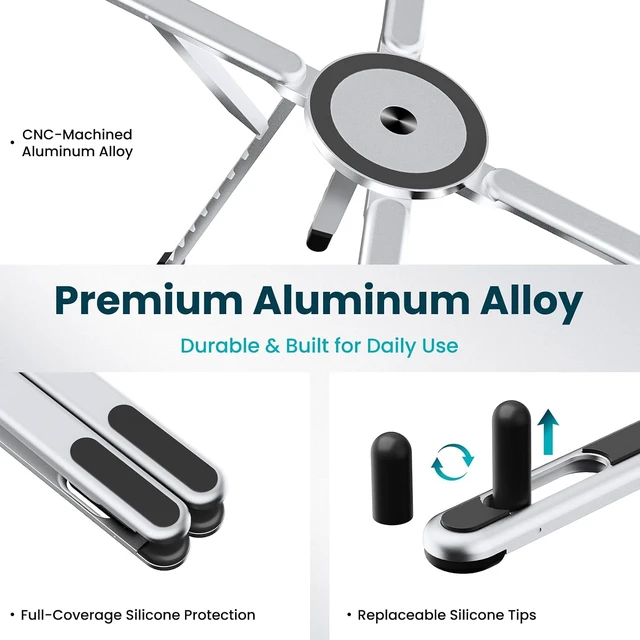 Alt view image 6 of 7 - 4-in-1 Aluminum Portable Laptop Stand Magnetic Phone Holder