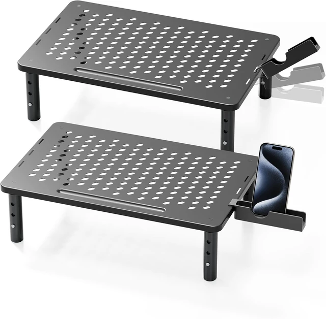 Main image of Computer Monitor Stand Riser For Desk 3 Height Adjustable 2 Pack