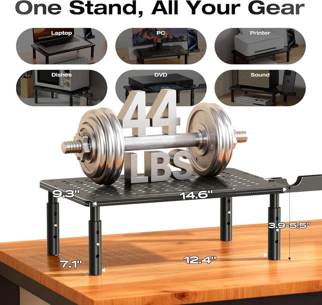 Alt view image 3 of 7 - Computer Monitor Stand Riser For Desk 3 Height Adjustable 2 Pack