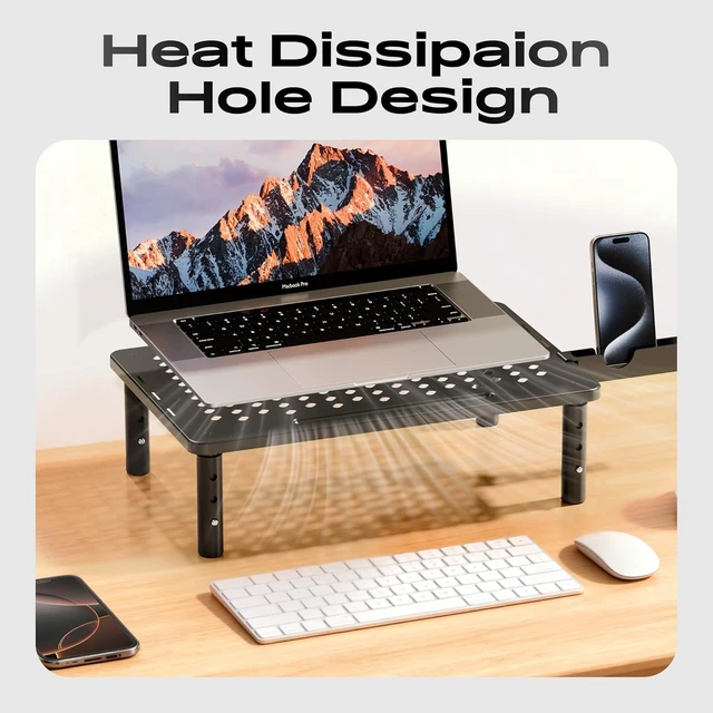 Alt view image 5 of 7 - Computer Monitor Stand Riser For Desk 3 Height Adjustable 2 Pack