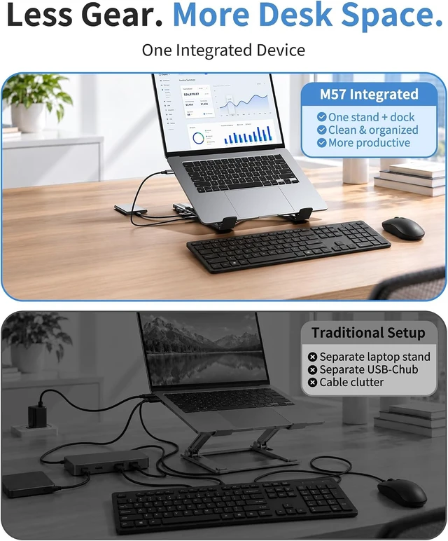 Alt view image 5 of 7 - Portable Laptop Stand with Docking Station 8-in-1 USB-C Hub