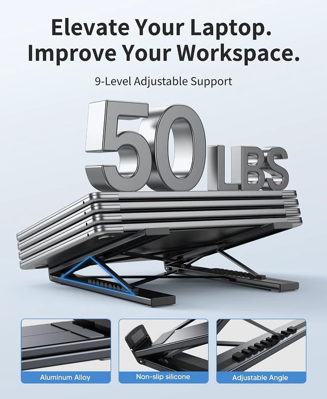 Alt view image 6 of 7 - Portable Laptop Stand with Docking Station 8-in-1 USB-C Hub