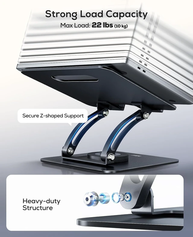 Alt view image 4 of 7 - 360° Rotating Ergonomic Laptop Stand for Desk Dual Foldable Design