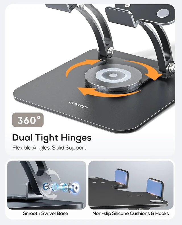 Alt view image 6 of 7 - 360° Rotating Ergonomic Laptop Stand for Desk Dual Foldable Design