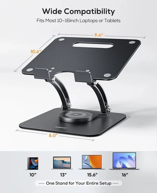 Alt view image 7 of 7 - 360° Rotating Ergonomic Laptop Stand for Desk Dual Foldable Design