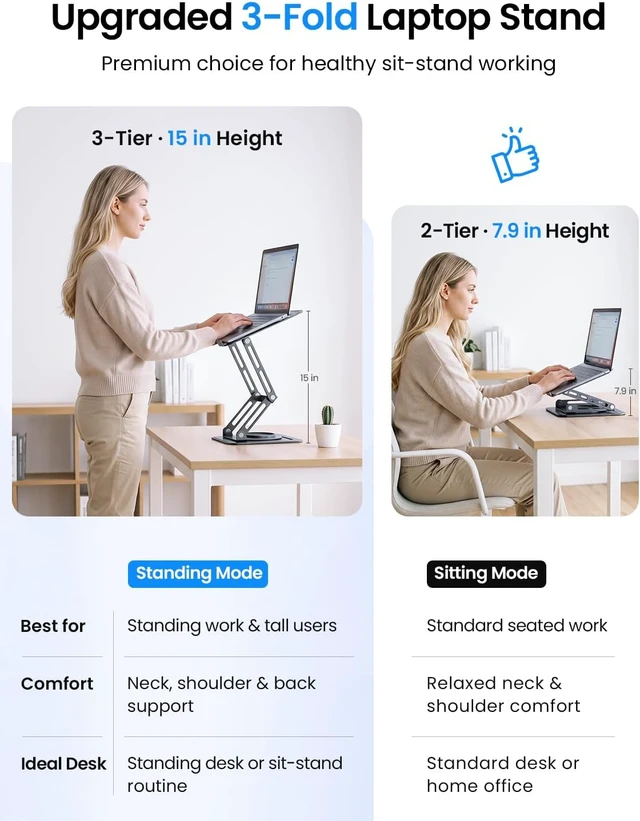 Alt view image 2 of 7 - 15 Laptop Stand for Desk 360° Rotating Heavy Duty Laptop Riser Stand