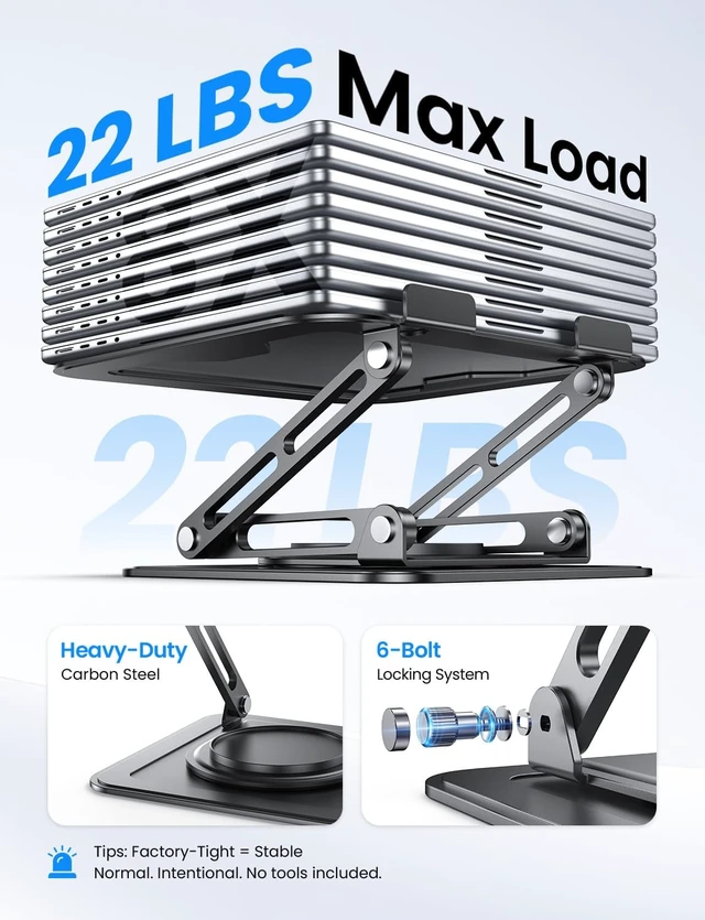Alt view image 4 of 7 - 15 Laptop Stand for Desk 360° Rotating Heavy Duty Laptop Riser Stand