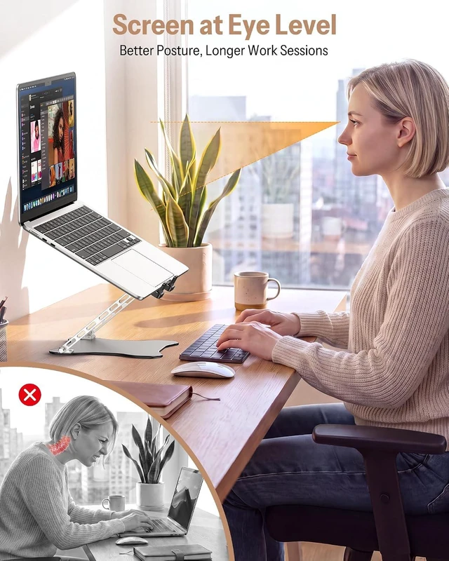 Alt view image 4 of 7 - Portable Laptop Stand Ultra-Slim Height Adjustable Laptop Riser