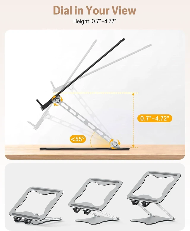 Alt view image 3 of 7 - Portable Laptop Stand Ultra-Slim Height Adjustable Laptop Riser
